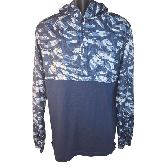 Under Armour Mens Hoodie Jacket Medium Fitted Navy & Camo Pullover Full-Zip - Picture 1 of 7